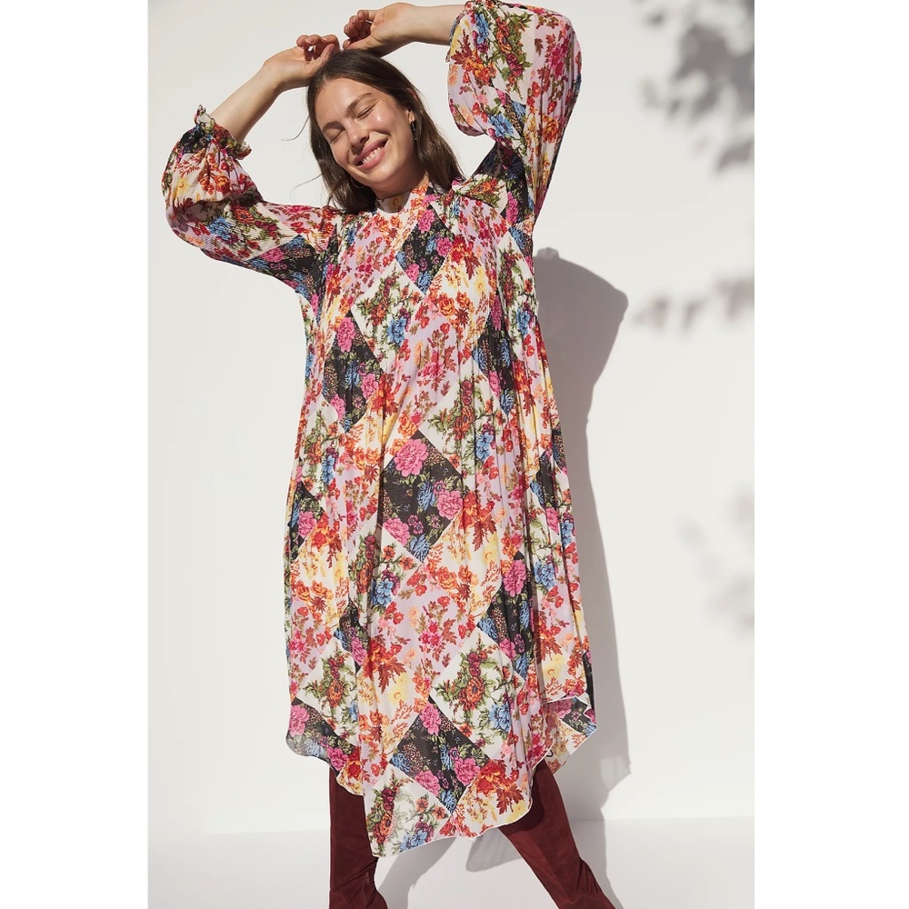 Anthropologie Floral Patchwork Midi Dress - Multicolor